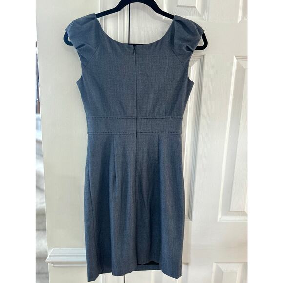Rebecca Taylor Grey Floral Applique Scoop Neck Puff Cap Sleeve Sheath Dress - Picture 3 of 7